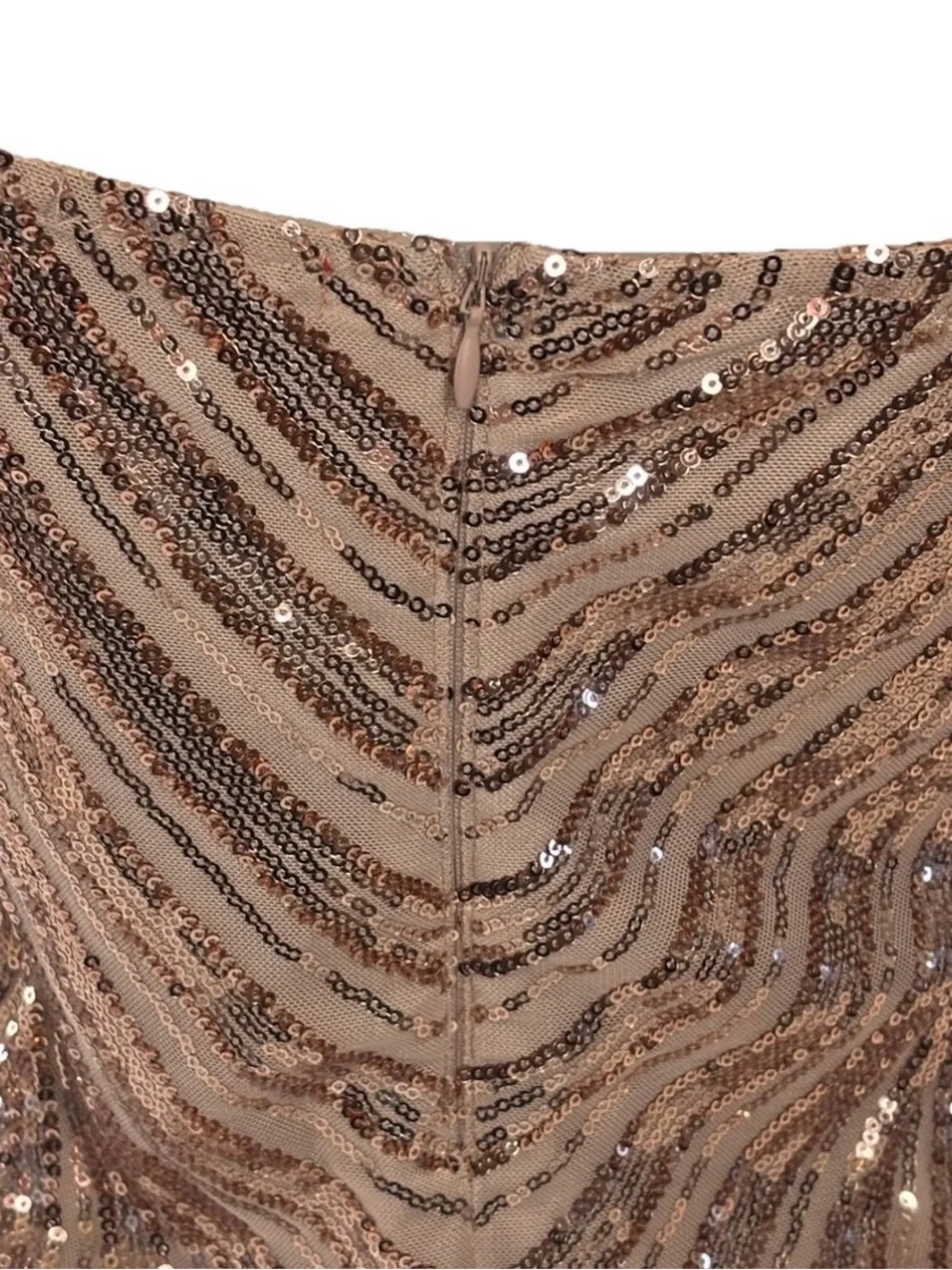 GUESS Beige & Gold Sequin Striped One-Piece Bodysuit Adjustable Straps Size L - Picture 6 of 6